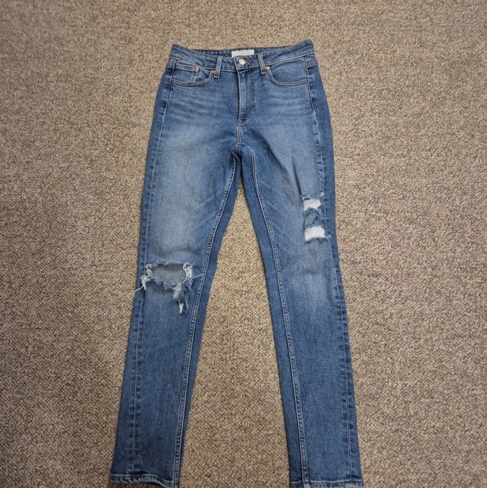 Levi's Women's Altered 721 High Rise Skinny Blue Distressed Jeans 28x30